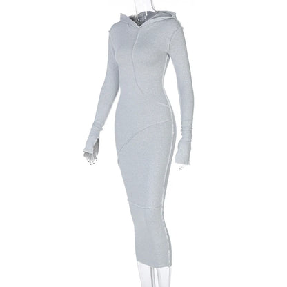Cozy Chic Patchwork Maxi Hooded Dress