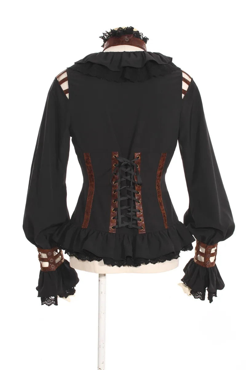 Women's Steampunk Blouse Victorian Burlesque