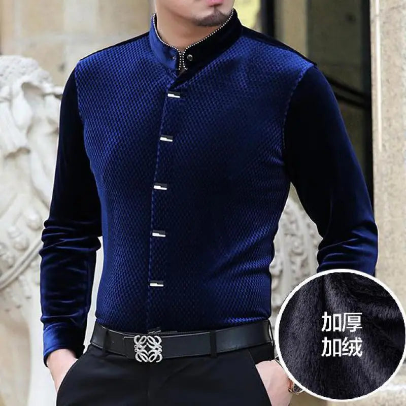 Elegant Gentleman Velvet Dress Shirts