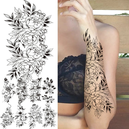 Large Realistic Flower Fake Tattoo