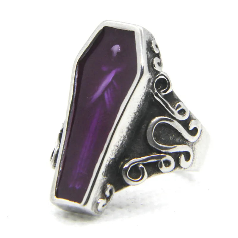 Purple Coffin Mummy Ring 316L Stainless Steel Jewelry Size 7-13 Punk Ring