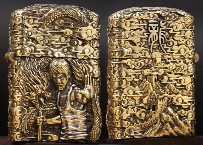 silver embossed handmade lighter art collection