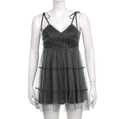 Glam Mesh Lace-Up Party Dress