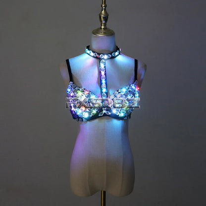 LED Bra Colorful Flash Diamond Bra