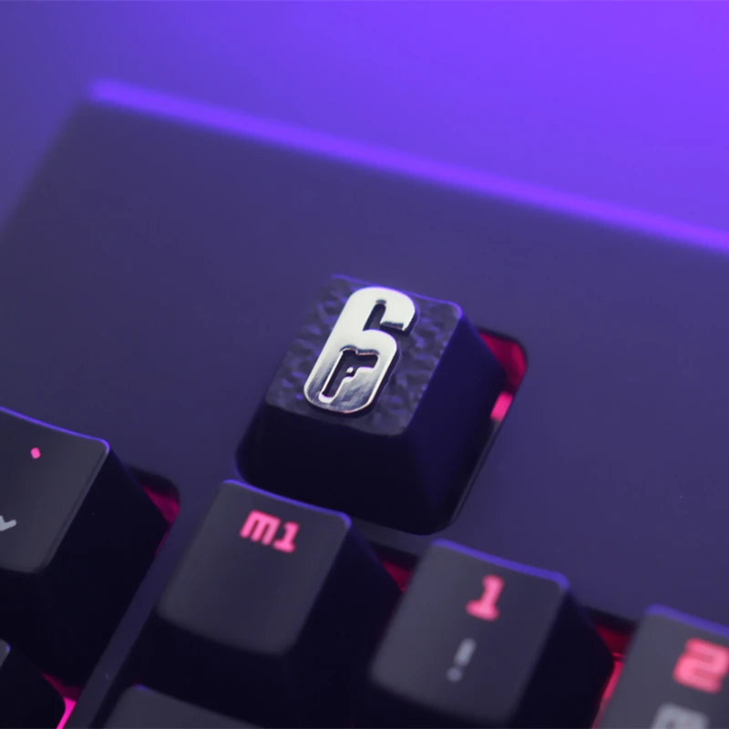 Game peripheral logo R6 keycaps metal relief Aluminum alloy