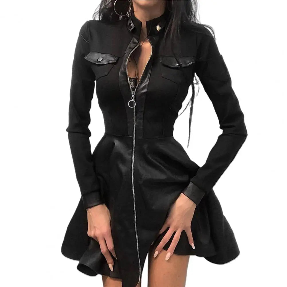 Leather Lace Mini Dress Women's