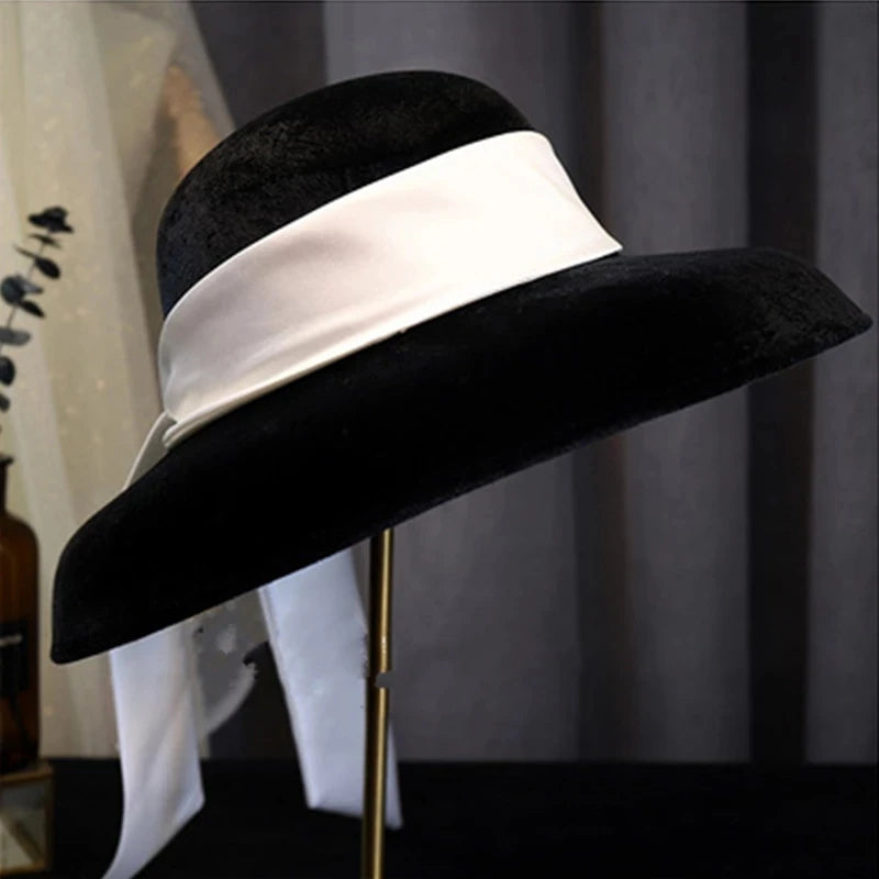 Vintage Wedding Hats Black Velvet Ribbon