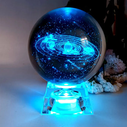 Crystal Ball 3D Laser Engraved Planets Model Sphere