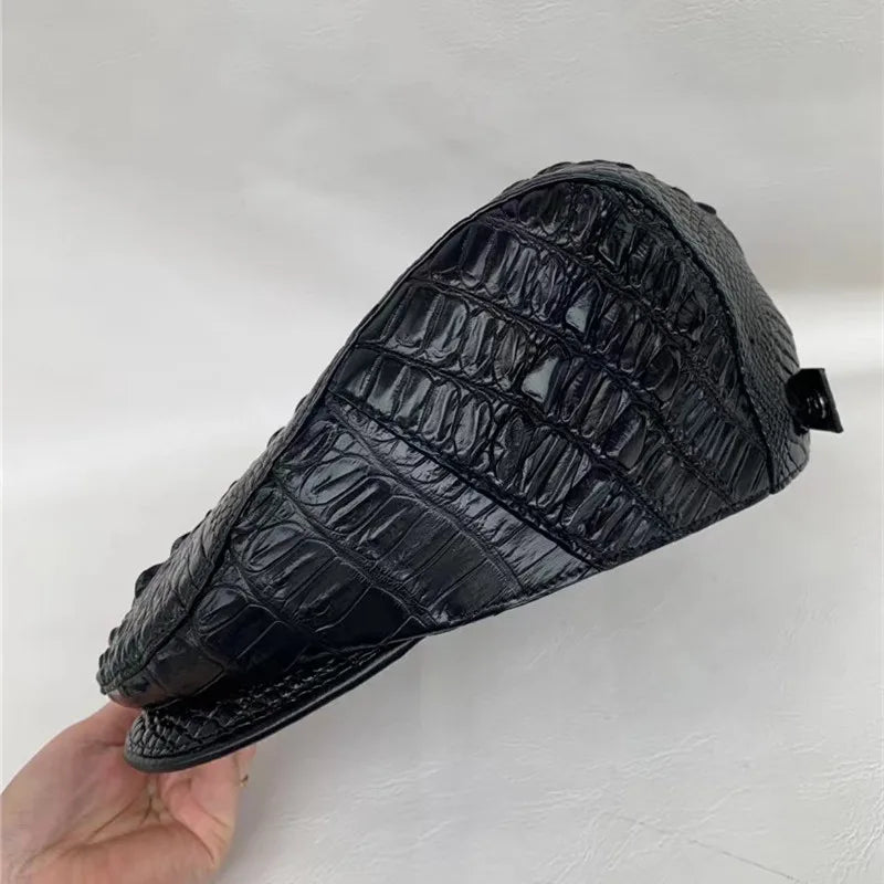 Authentic Real Alligator Skin  Black Newsboy Hat Visors