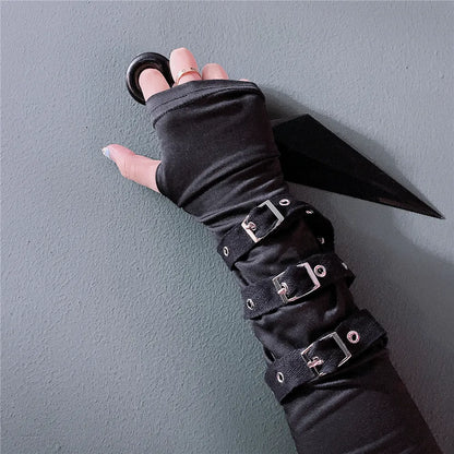 Dark fighter Gothic Adjustable Eyelet Cargo Gloves