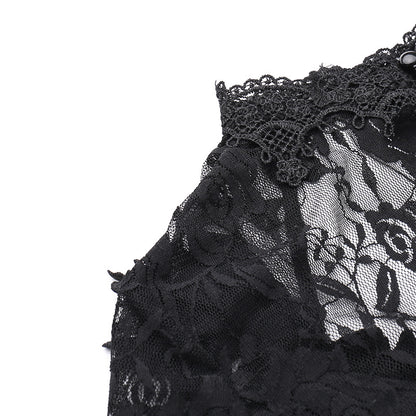 Vintage Lace Flare Gothic Midi Dress for Women