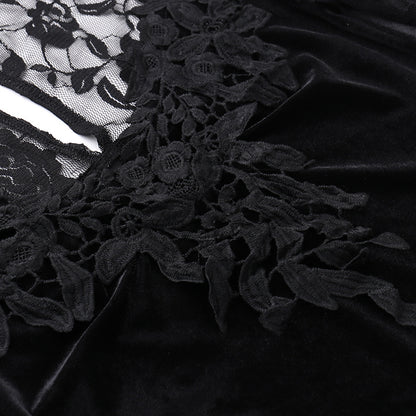 Vintage Lace Flare Gothic Midi Dress for Women