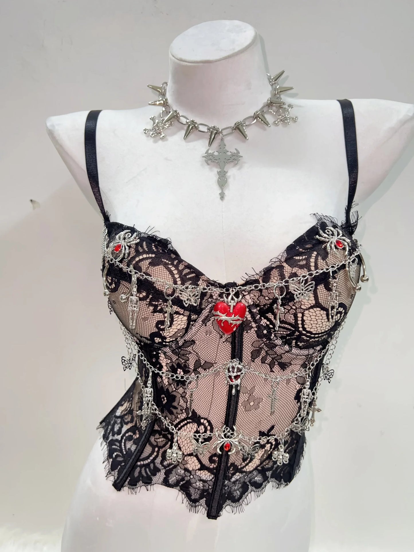Gothic Y2K Lace Crop Tank