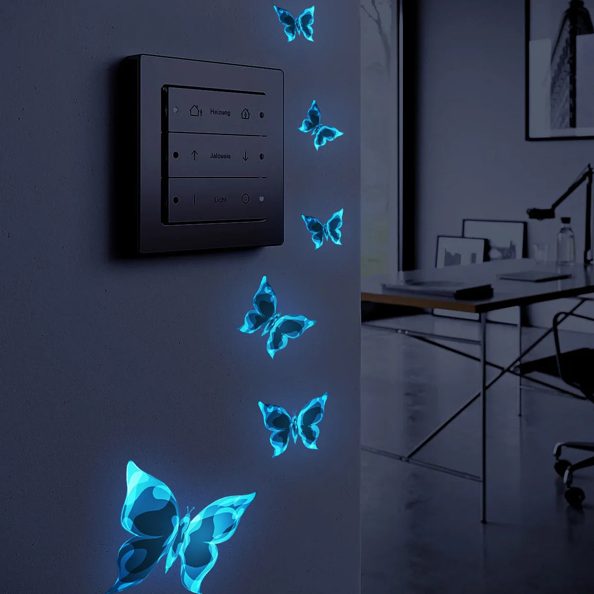 Blue Light Butterfly Luminous Wall Stickers for Kids Rooms