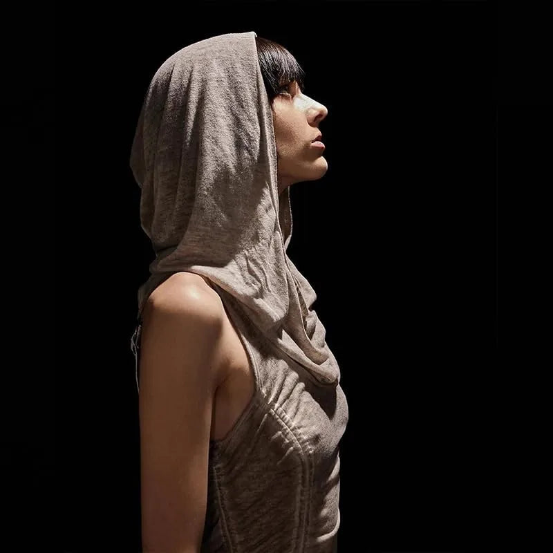 Spring Chic: Pleated Hoodie Dress with High Slit