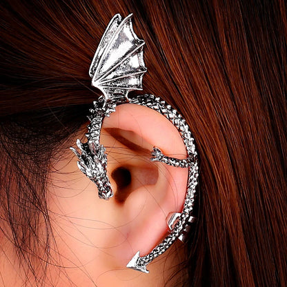 European and American Fashion Complex Gothic Punk Dragon Earrings for Women Non Pierced Ear Cuff Stud Earring Jewelry Gift mujer