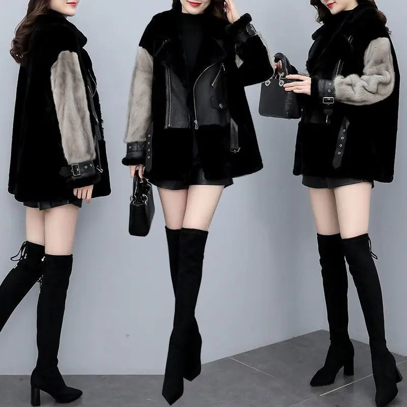 Faux Fur Coat Elegant Thick Warm