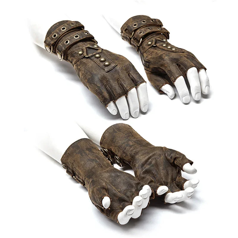 Steampunk Savage Military Fingerless Gloves