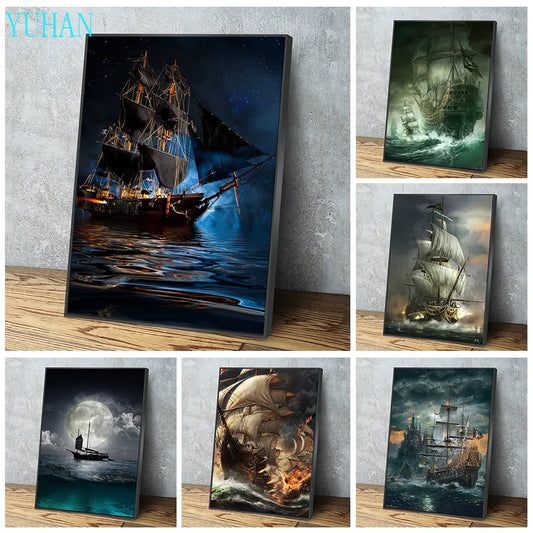 Ghost Ship in the Dark Sea 5D Diamond Painting Arts