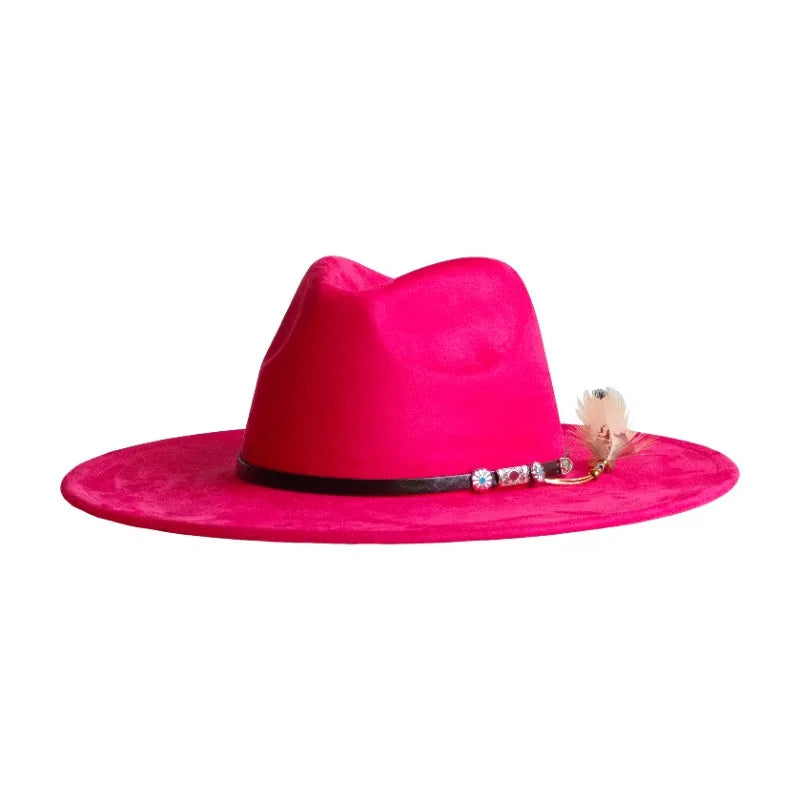 Wide Brim Suede Fedora — 36 Colors