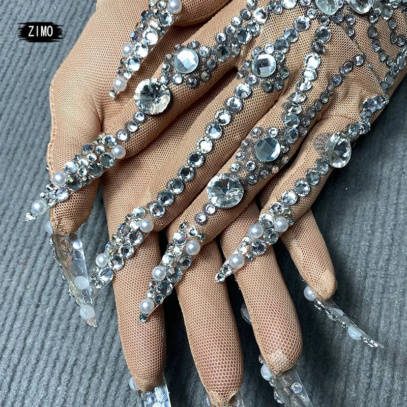 fashion gloves crystal designer rhinestone diamond