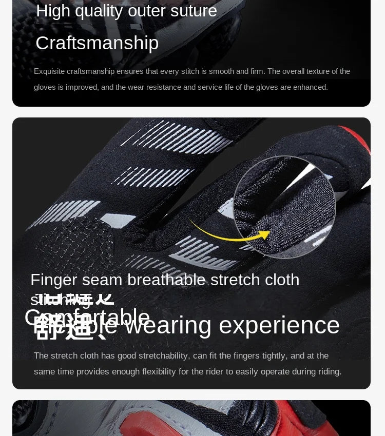 DUHAN W2 All-Weather Motorcycle Gloves Unisex