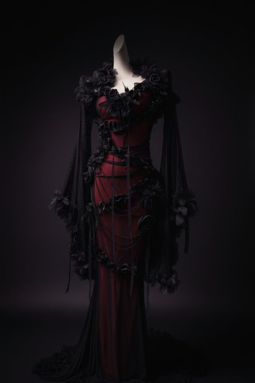 Gothic Lace Knit Dress — Harajuku Y2K Aesthetic