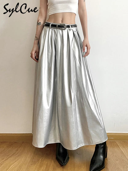 Long High Waist Pleated Skirt