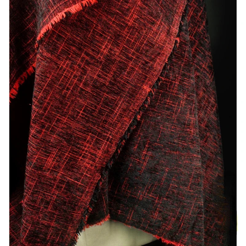 “Rich Red Velvet Textured Apparel Fabric for DIY”