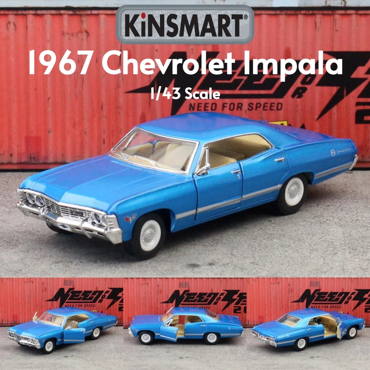 Chevrolet Impala 1967 Diecast Model — 1:43 Pull Back Miniature