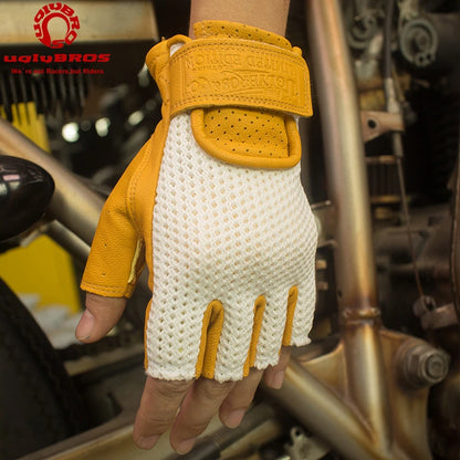 Retro Breeze Half-Finger Motorcycle Gloves