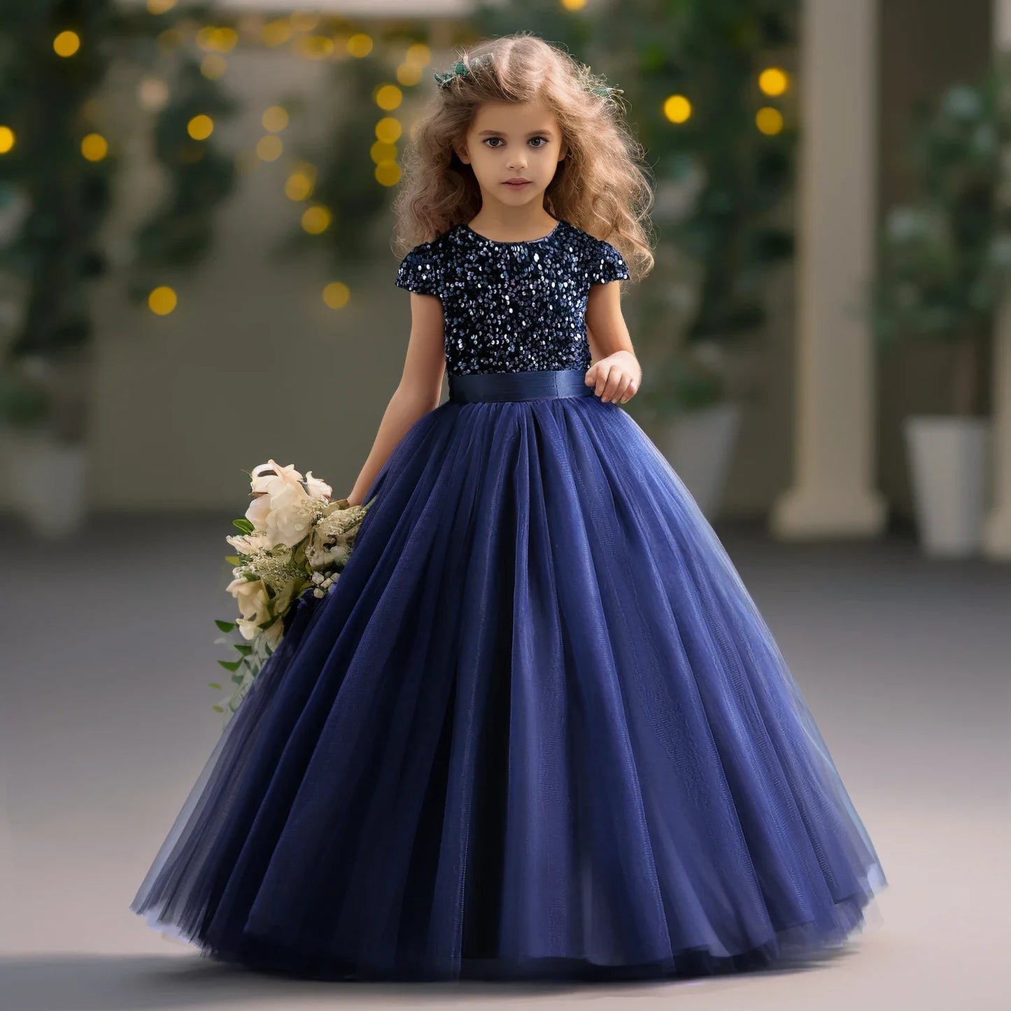 Girls' Dresses Bridesmaid Sequin Long Princess