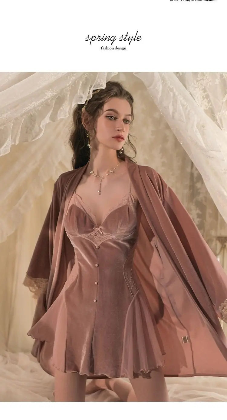 Mystic Moonlace Velvet Pajamas for Enchanted Nights