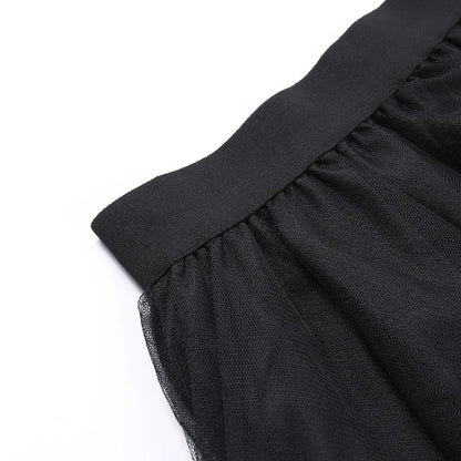 Gothic Mesh High-Waisted Asymmetrical Skirt