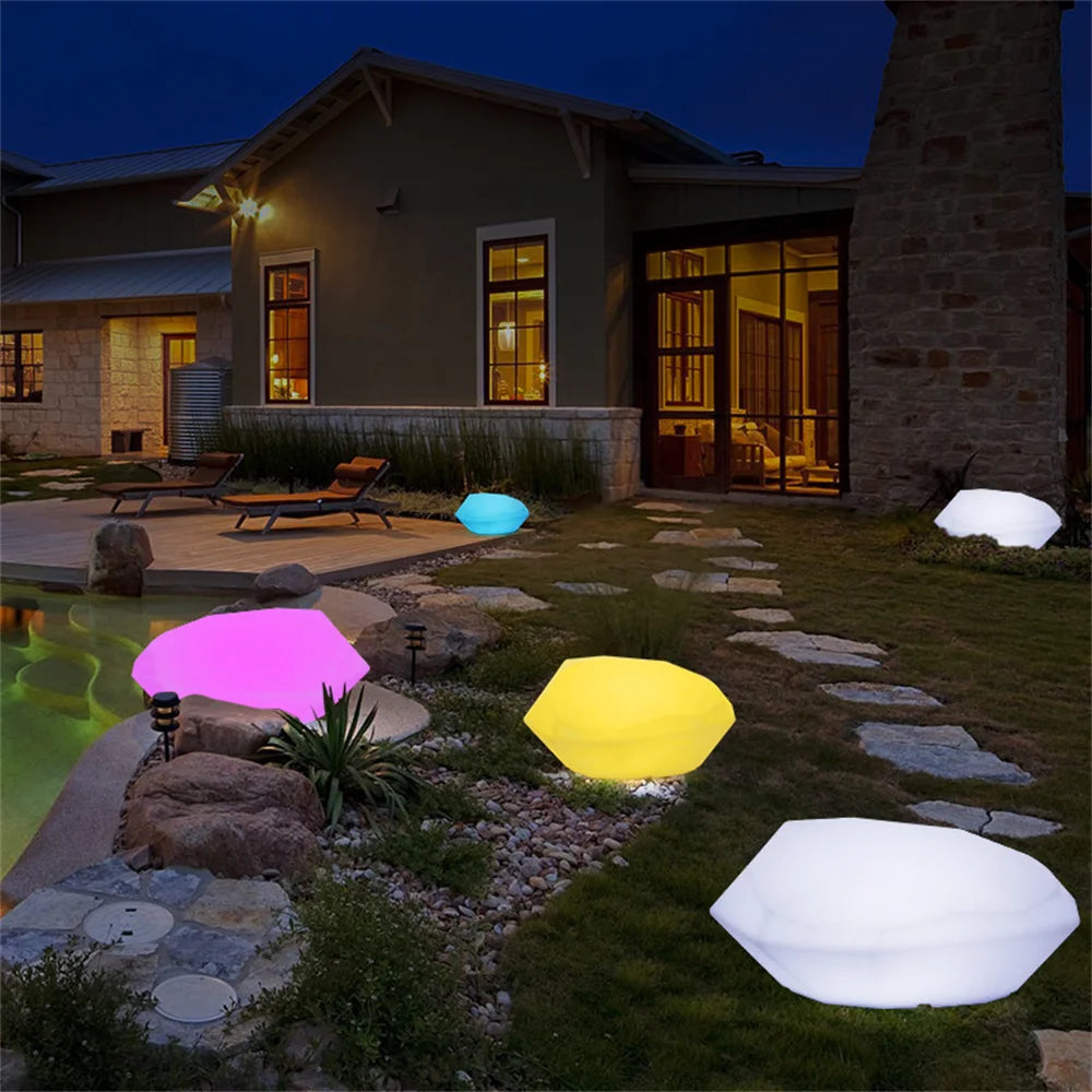 LED Glowing Stone Shape Light Outdoor Garden