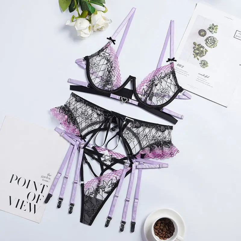 Underwear Decorated with Diamonds 3-pieces set