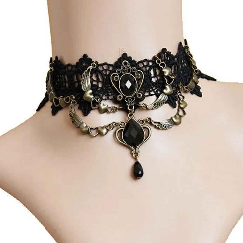 Gothic Victorian Black Lace Necklace