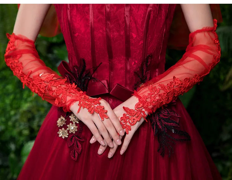 Lace Elbow-Length Fingerless Gloves