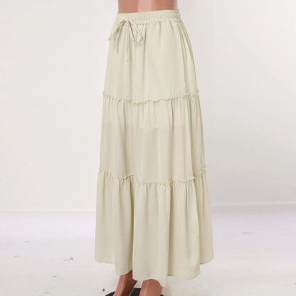 Casual Pleated Long Maxi Skirt