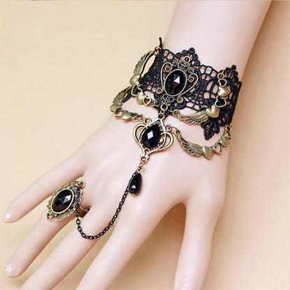 Gothic Red Rose Lace Bracelet for Women