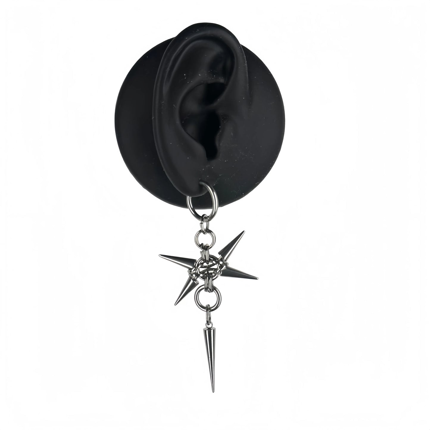 Gothic Spike Hoop Earrings — Punk Chainmail Drop