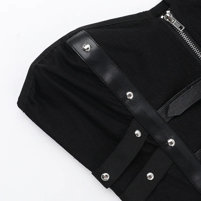Grunge Gothic Zip Corset Tank Top