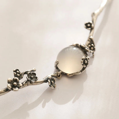 Moonlit Blossom Chalcedony Charm Bracelet