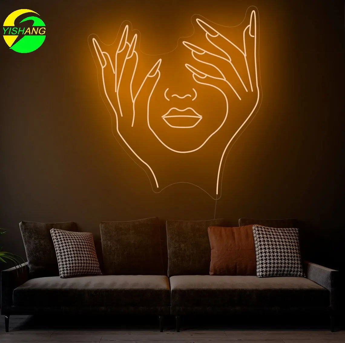 Holding Face - Girl Face Neon Lights Wall Decor