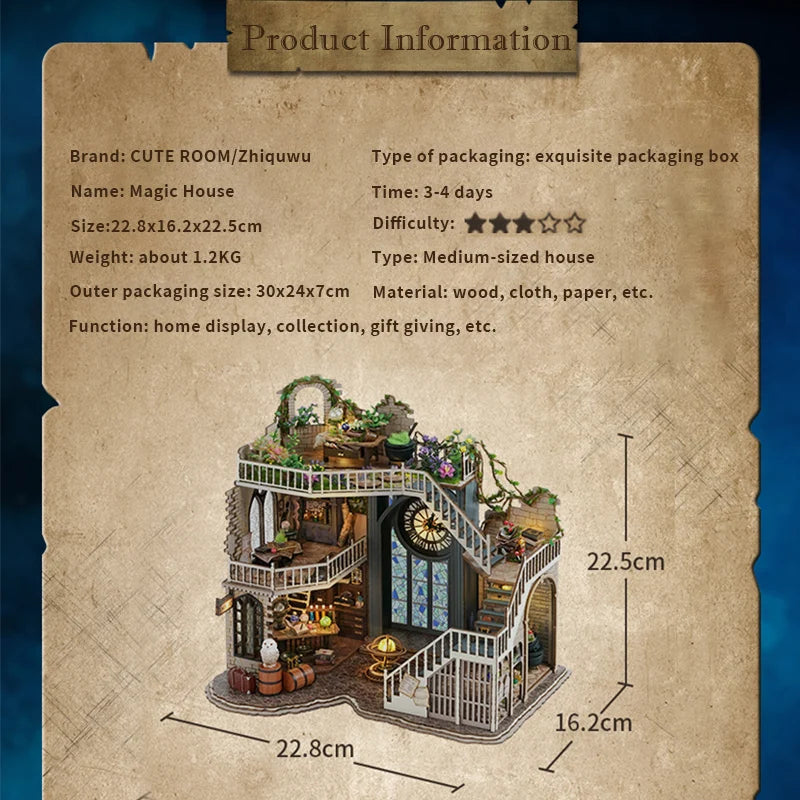 Dollhouse Roombox Magic Workshop Garden With Light