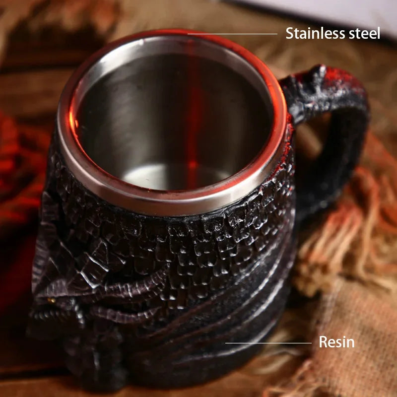 Medieval Dragon Resin Stainless Steel Mug 600ml Retro