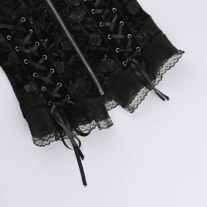 Black Rose Lace-Up Camisole Top