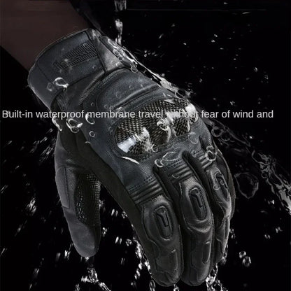 LYSCHY Winter Waterproof Leather Motorcycle Gloves