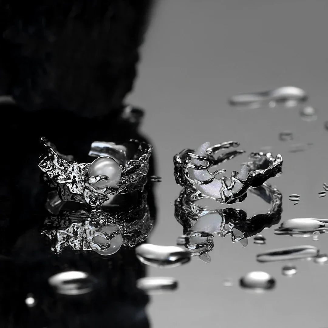 Celestial Trio: Sun, Moon & Stars Textured Ring