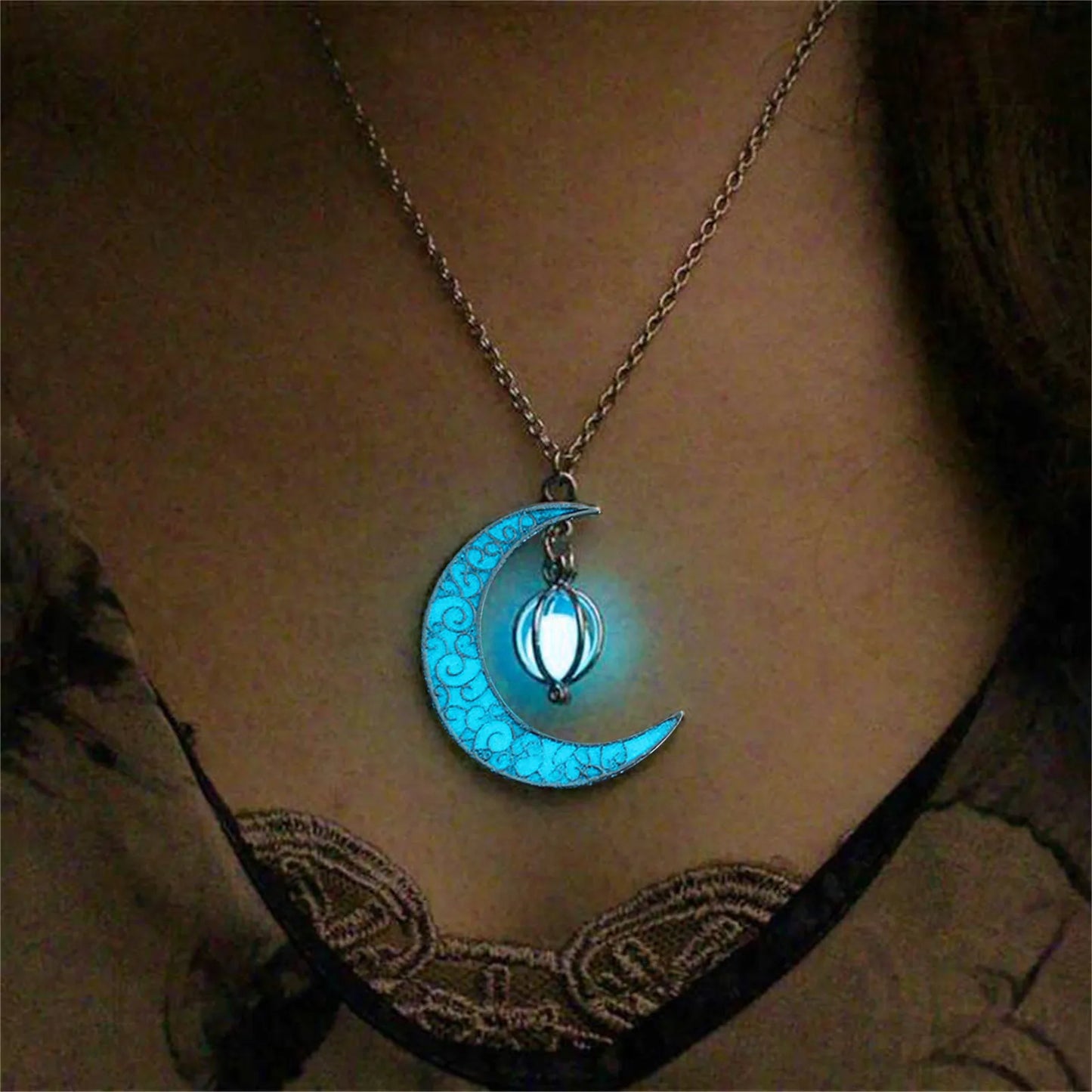 GlowMoon Choker: Luminous Pendant for Teens & Women